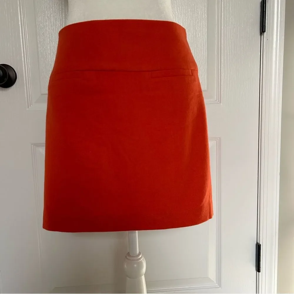 GAP Women’s Orange Wool Lined Zip Up Mini Skirt Size 4 - Picture 2 of 14